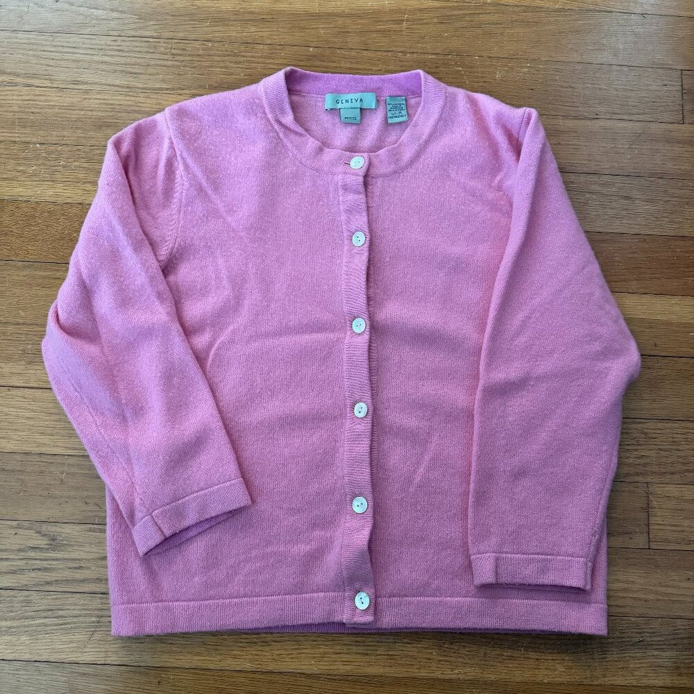 Pink Cashmere Cardigan Sweater